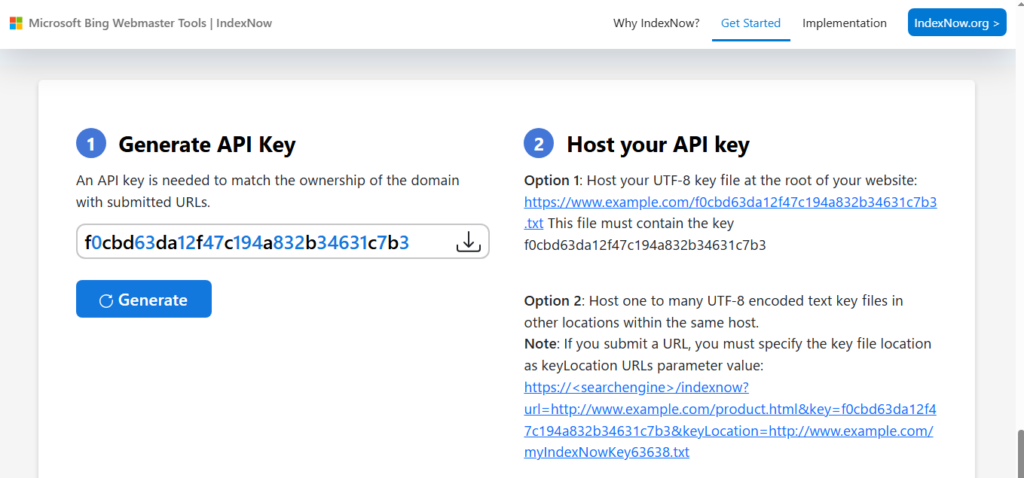 IndexNow API Key