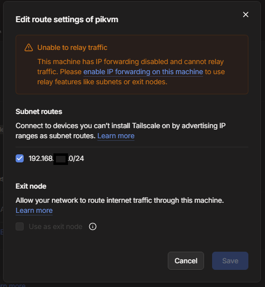 トラフィックの中継ができません